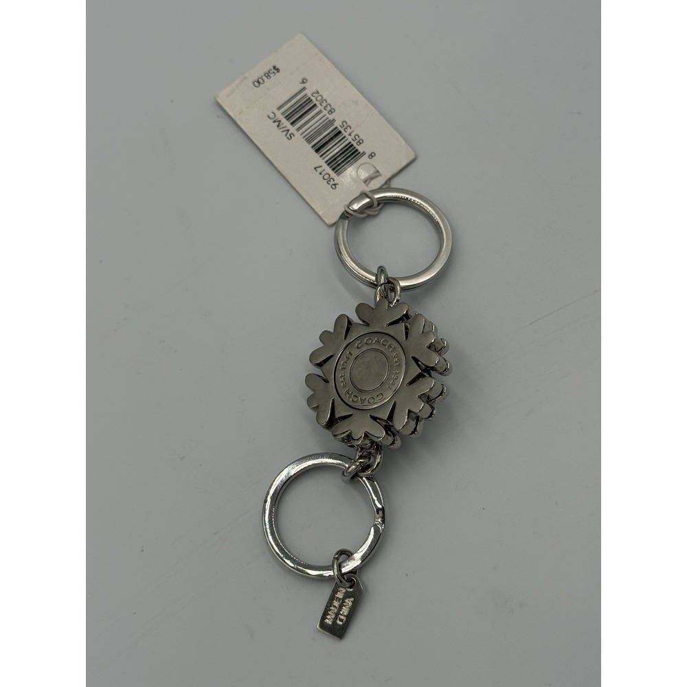 Coach Snowflake Crystal Detachable Keychain Charm Silver Holiday 93017 NWT - Picture 8 of 13